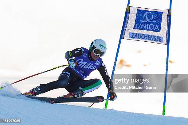 Lisa-Magdalena Agerer of Italy races down the course whilst competing in Super G part of the FIS Alpine World Cup Super Combined race on January 12,...