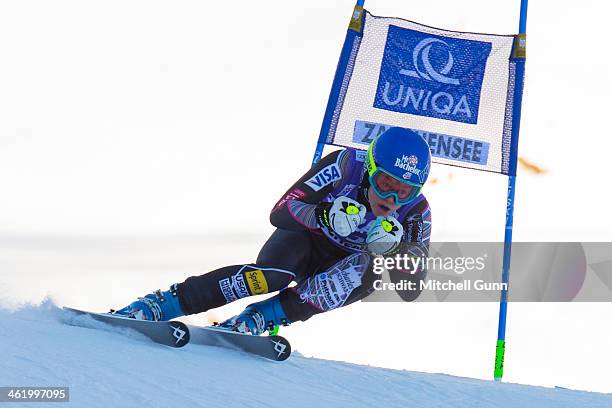 Laurenne Ross of The USA races down the course whilst competing in Super G part of the FIS Alpine World Cup Super Combined race on January 12, 2014...