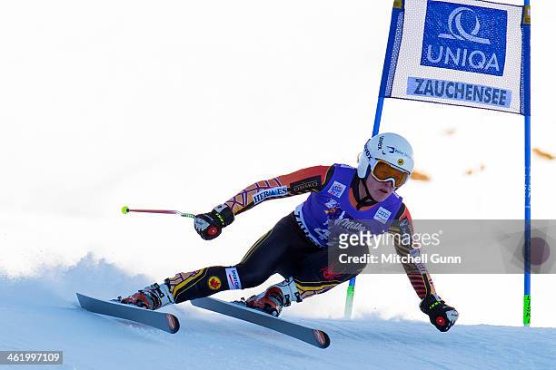 Erin Mielzynski of Canada races down the course whilst competing in Super G part of the FIS Alpine World Cup Super Combined race on January 12, 2014...