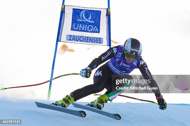 Johanna Schnarf of Italy races down the course whilst competing in Super G part of the FIS Alpine World Cup Super Combined race on January 12, 2014...