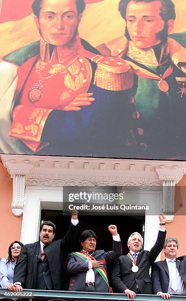 Nicolas Maduro, President of Venezuela, Evo Morales, President of Bolivia, Álvaro García Linera, Vice-President of Bolivia and Amado Boudou,...