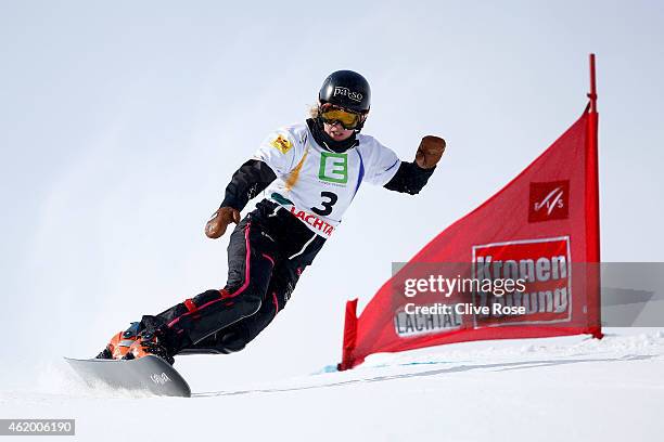 Patrizia Kummer of Switzerland competes in the Women's Parallel Giant Slalom Finals during the FIS Freestyle Ski and Snowboard World Championships...