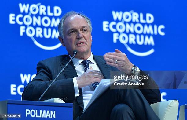 Uniliever CEO Paul Polman attends a session on day three of the World Economic Forum in Davos, Switzerland on January 23, 2015.