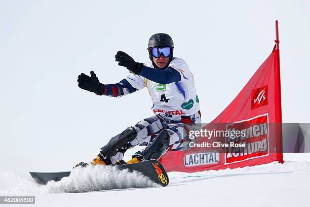 Andrey Sobolev of Russia competes in the Men's Parallel Giant Slalom Finals during the FIS Freestyle Ski and Snowboard World Championships 2015 on...