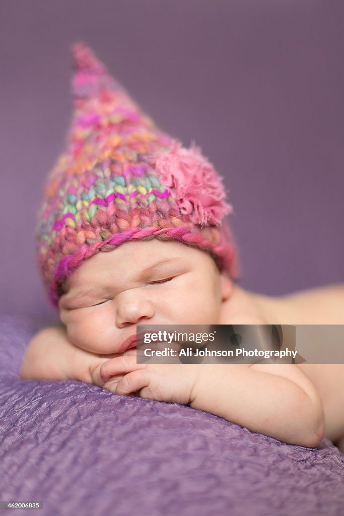 Newborn baby girls sleeps
