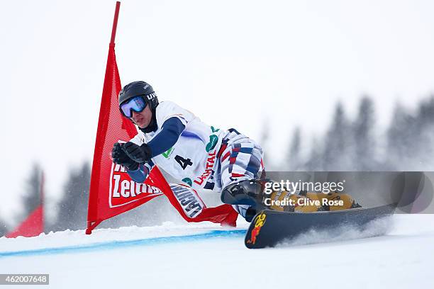 Zan Kosir of Slovenia competes in the Men's Parallel Giant Slalom Finals during the FIS Freestyle Ski and Snowboard World Championships 2015 on...