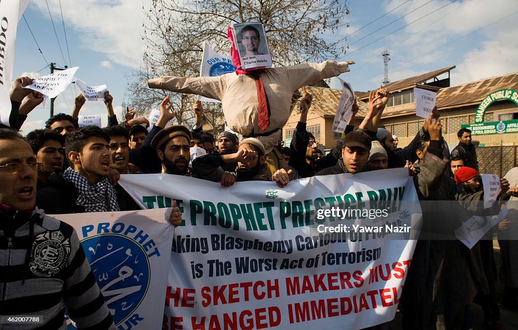 Protests Against Caricatures Published Charlie Hebdo Take Place In Kashmir
