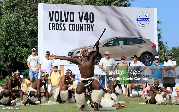 Local dancers entertain the crowds during the closing ceremony of the 2014 Volvo Golf Champions at Durban Country Club on January 12, 2014 in Durban,...