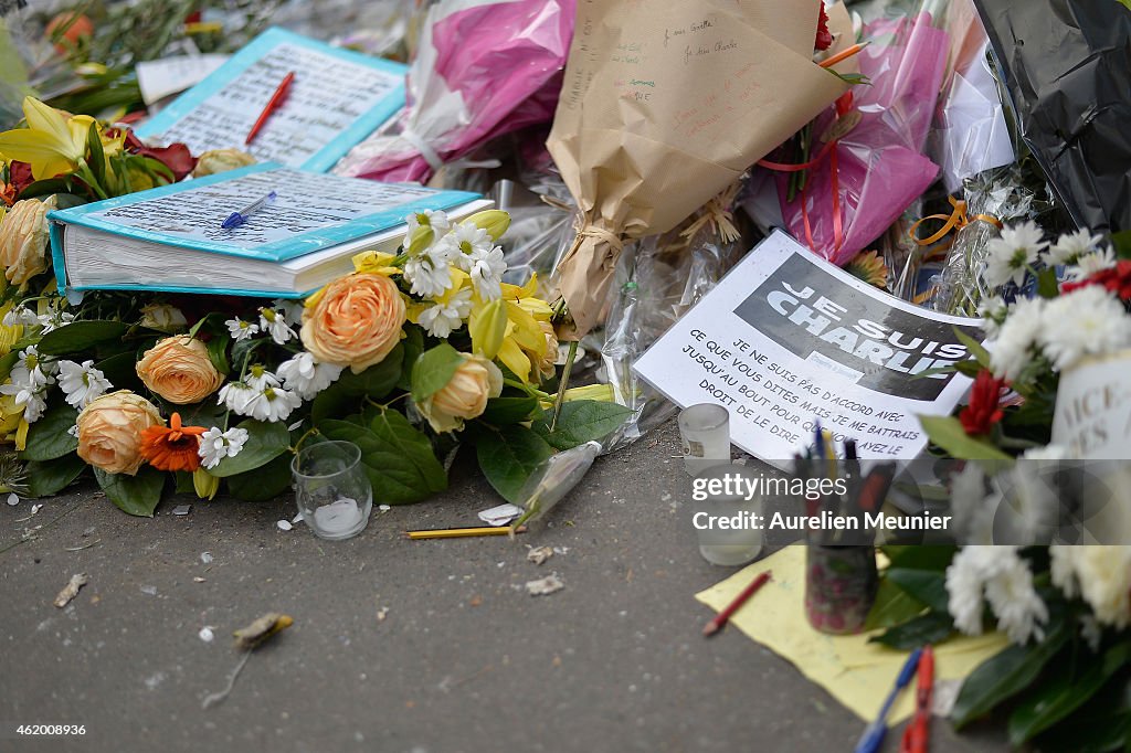 Tributes Carry On After  Paris Terror Attacks
