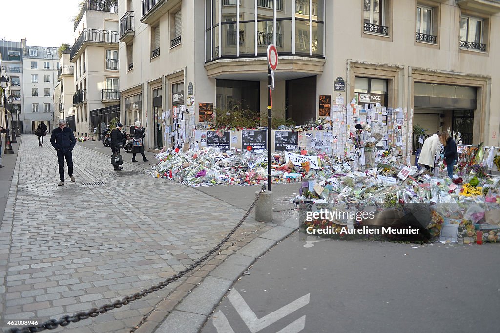 Tributes Carry On After  Paris Terror Attacks