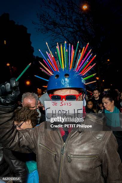 Republican march in Paris January 11, 2015 following the attacks against Charlie Hebdo and the kosher store. In Paris 2 million people marched...