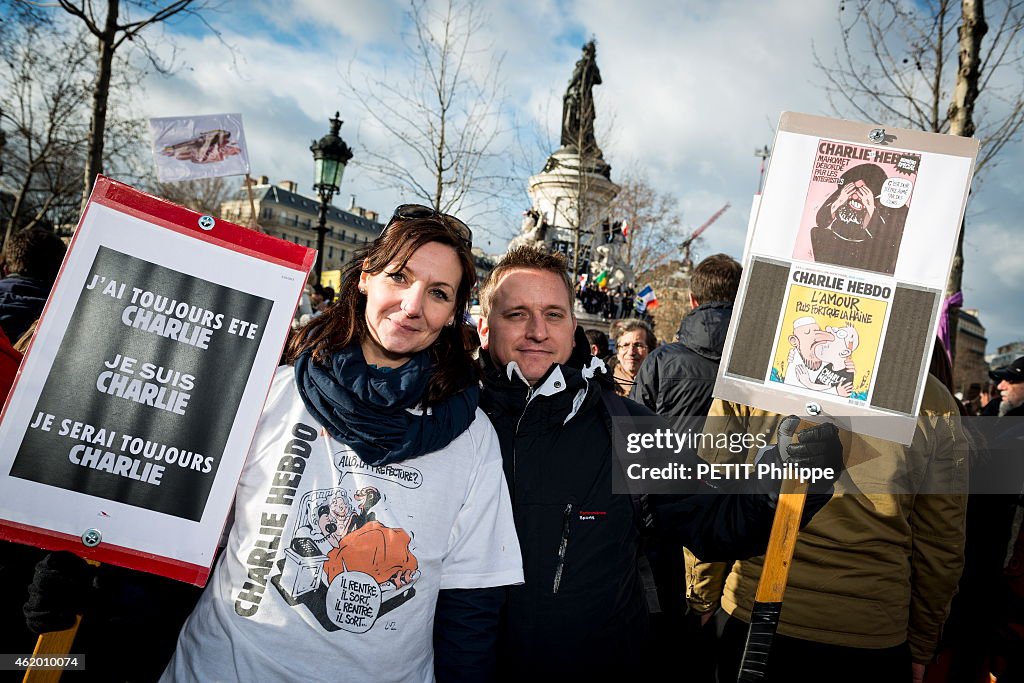 Rally Held In Paris Following Recent Terrorist Attacks