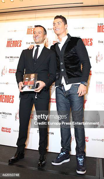 Cristiano Ronaldo attends the presentation of the book 'The Key to Mendes' by sport agent Jorge Mendes at Palace Hotel on January 22, 2015 in Madrid,...