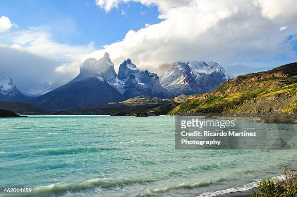 paintings in the horizo - puerto natales stock pictures, royalty-free photos & images