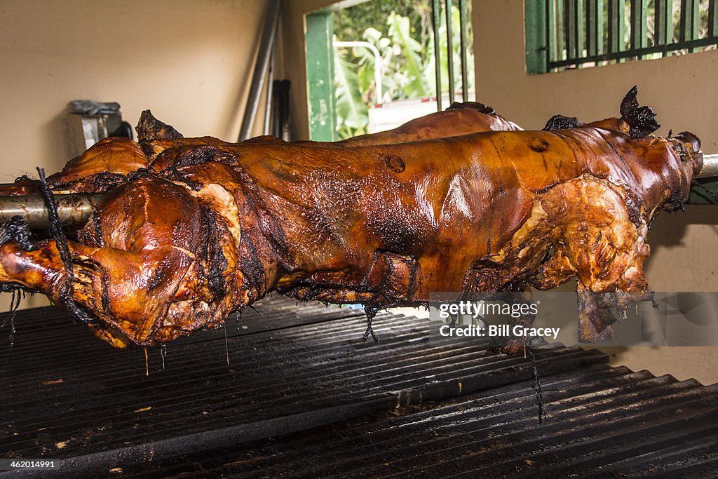 Barbecuing Pig in Cayey, Puerto Rico