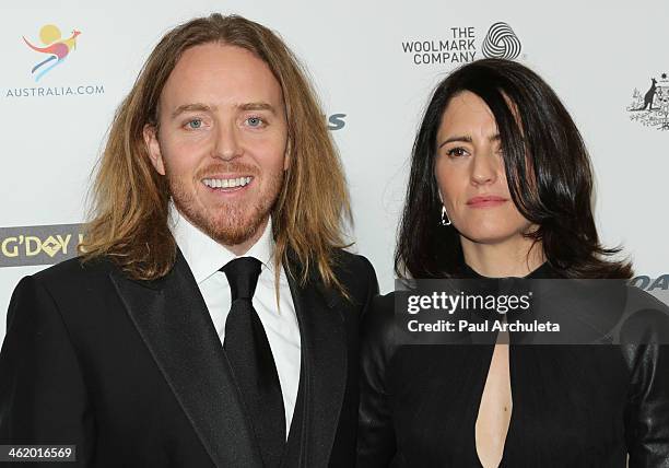Actor Tim Minchin and his Wife Sarah Minchin attend the 2014 G'Day USA Los Angeles black tie gala at the JW Marriott Los Angeles at L.A. LIVE on...