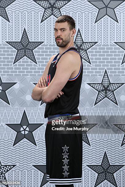 Marc Gasol of the Memphis Grizzlies poses for an All Star portrait on January 23, 2015 at FedExForum in Memphis, Tennessee. NOTE TO USER: User...