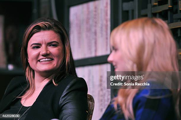 Director Leslye Headland and actress Melissa Rauch speak onstage at the Cinema Cafe during the 2015 Sundance Film Festival at Filmmaker Lodge on...