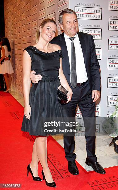 Marion Popp and Wolfgang Niersbach attend the German Media Award 2015 on January 23, 2015 in Baden-Baden, Germany.