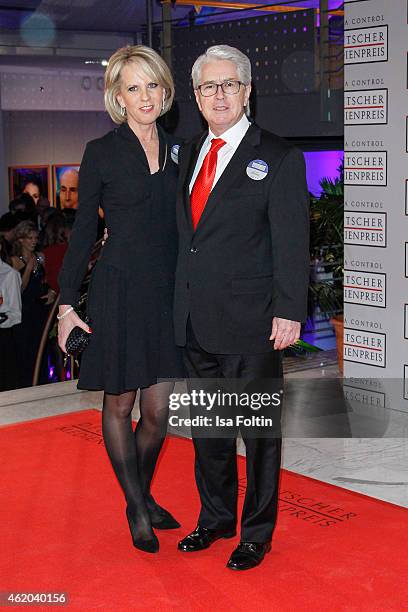 Britta Gessler and Frank Elstner attend the German Media Award 2015 on January 23, 2015 in Baden-Baden, Germany.