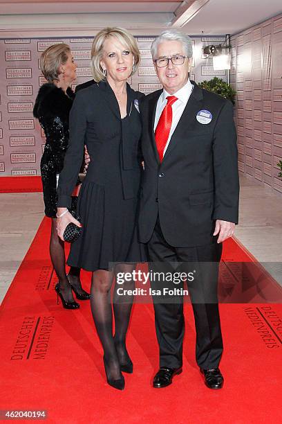 Britta Gessler and Frank Elstner attend the German Media Award 2015 on January 23, 2015 in Baden-Baden, Germany.