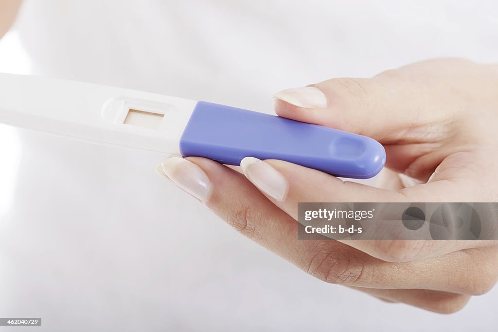 Close up on pregnancy test.
