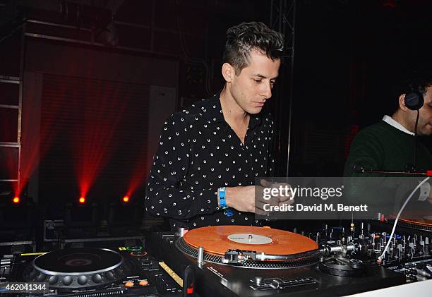 Mark Ronson DJ's at a party to celebrate the launch of his new album 'Uptown Special' at Television Centre White City on January 23, 2015 in London,...