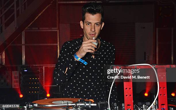 Mark Ronson DJ's at a party to celebrate the launch of his new album 'Uptown Special' at Television Centre White City on January 23, 2015 in London,...