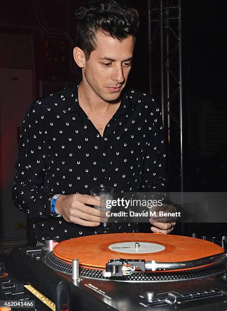 Mark Ronson DJ's at a party to celebrate the launch of his new album 'Uptown Special' at Television Centre White City on January 23, 2015 in London,...