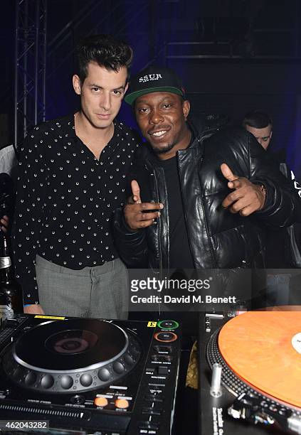 Mark Ronson and DIzzee Rascal attend as Mark Ronson hosts a party to celebrate the launch of his new album Uptown Special at Television Centre White...