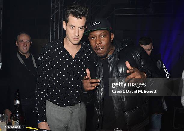 Mark Ronson and DIzzee Rascal attend as Mark Ronson hosts a party to celebrate the launch of his new album Uptown Special at Television Centre White...