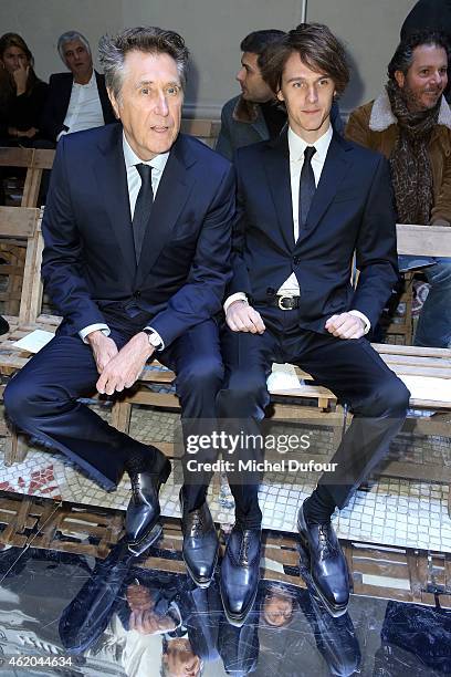 Singer Bryan Ferry and his son Tara Ferry attend the Berluti Menswear Fall/Winter 2015-2016 show as part of Paris Fashion Week on January 23, 2015 in...