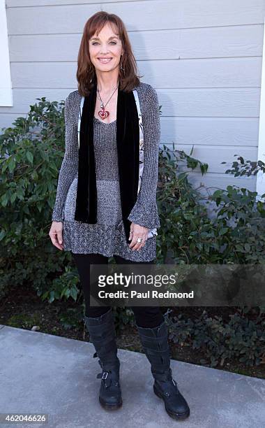 Actress Pamela Sue Martin photographed on the set of "Dynasty" Reunion on "Home & Family" at Universal Studios Backlot on January 23, 2015 in...