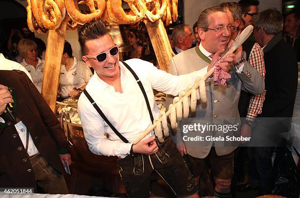 Andreas Gabalier during the Weisswurstparty at Hotel Stanglwirt on January 23, 2015 in Going, Austria.