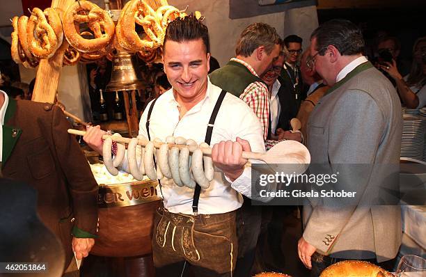 Andreas Gabalier during the Weisswurstparty at Hotel Stanglwirt on January 23, 2015 in Going, Austria.