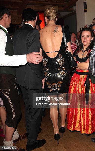 Maria Hoefl Riesch and her husband Marcus Hoefl during the Weisswurstparty at Hotel Stanglwirt on January 23, 2015 in Going, Austria.