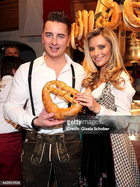 Andreas Gabalier, Sophia Thomalla during the Weisswurstparty at Hotel Stanglwirt on January 23, 2015 in Going, Austria.
