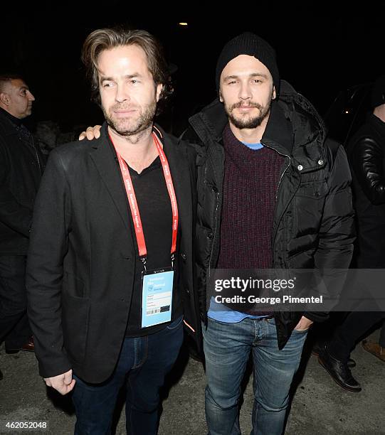 Rupert Goold and actor James Franco attend the "True Story" premiere during the 2015 Sundance Film Festival on January 23, 2015 in Park City, Utah.