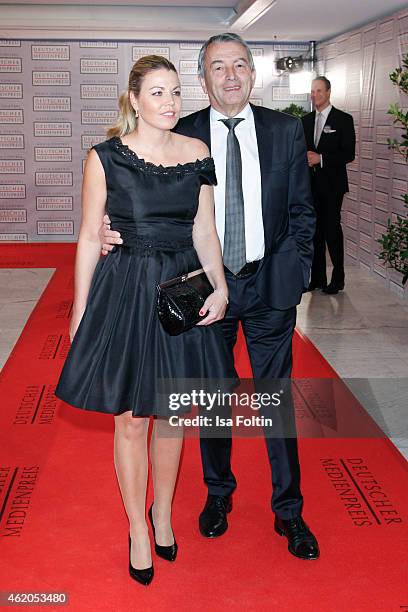 Marion Popp and Wolfgang Niersbach attend the German Media Award 2015 on January 23, 2015 in Baden-Baden, Germany.