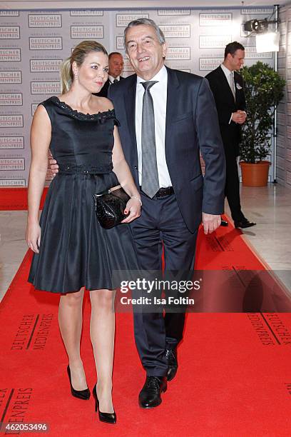 Marion Popp and Wolfgang Niersbach attend the German Media Award 2015 on January 23, 2015 in Baden-Baden, Germany.