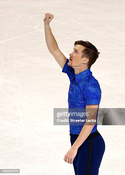 Jeremy Abbott competes in the Championship Men's Short Pogram Competition during day 2 of the 2015 Prudential U.S. Figure Skating Championships at...