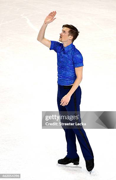 Jeremy Abbott competes in the Championship Men's Short Pogram Competition during day 2 of the 2015 Prudential U.S. Figure Skating Championships at...