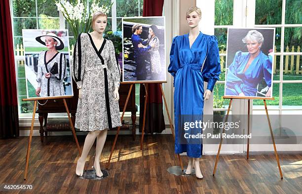 Wardrobe from the television series on the set of "Dynasty" Reunion on "Home & Family" at Universal Studios Backlot on January 23, 2015 in Universal...