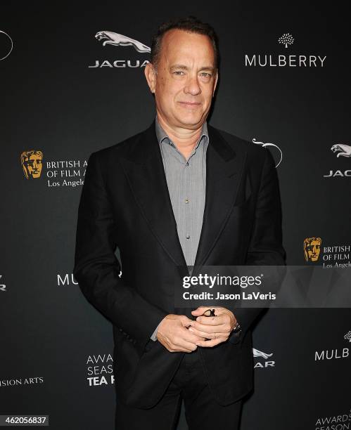 Actor Tom Hanks attends the BAFTA LA 2014 awards season tea party at Four Seasons Hotel Los Angeles at Beverly Hills on January 11, 2014 in Beverly...