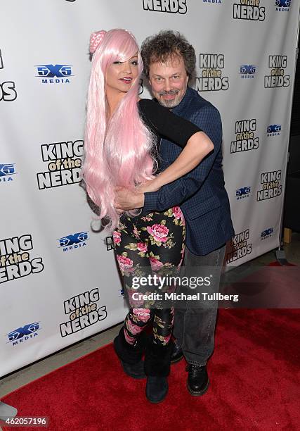 Actors Mindy Robinson and Curtis Armstrong attend the "King of the Nerds" Season 3 Premiere Launch Party on January 23, 2015 in Encino, California.