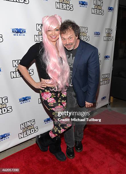 Actors Mindy Robinson and Curtis Armstrong attend the "King of the Nerds" Season 3 Premiere Launch Party on January 23, 2015 in Encino, California.