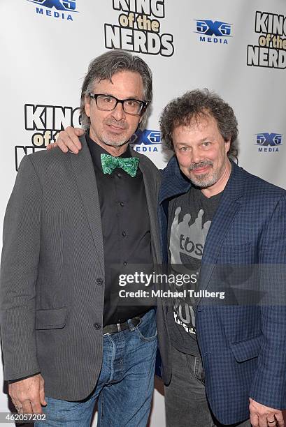 Actors Robert Carradine and Curtis Armstrong attend the "King of the Nerds" Season 3 Premiere Launch Party on January 23, 2015 in Encino, California.