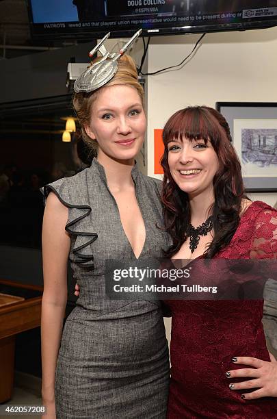 Actresses Lily Rutledge-Ellison and Raychelle Keeling attend the "King of the Nerds" Season 3 Premiere Launch Party on January 23, 2015 in Encino,...