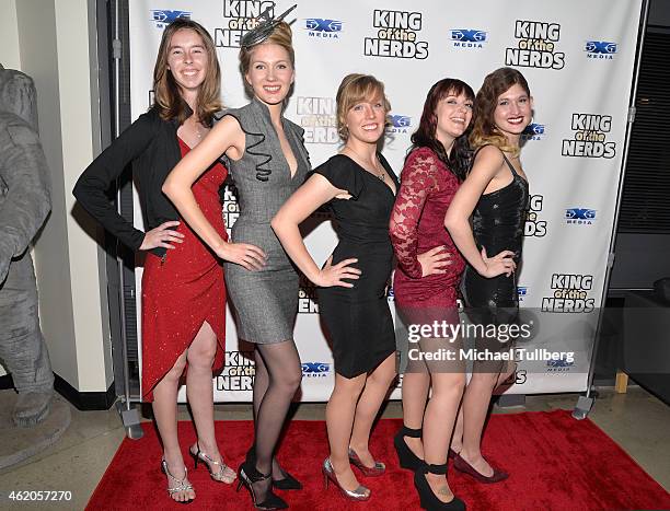 Actresses Kaitlin Spak, Lily Rutledge-Ellison, Heather Wensler, Raychelle Keeling and Amanda Liston attend the "King of the Nerds" Season 3 Premiere...