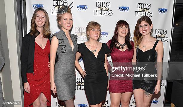 Actresses Kaitlin Spak, Lily Rutledge-Ellison, Heather Wensler, Raychelle Keeling and Amanda Liston attend the "King of the Nerds" Season 3 Premiere...